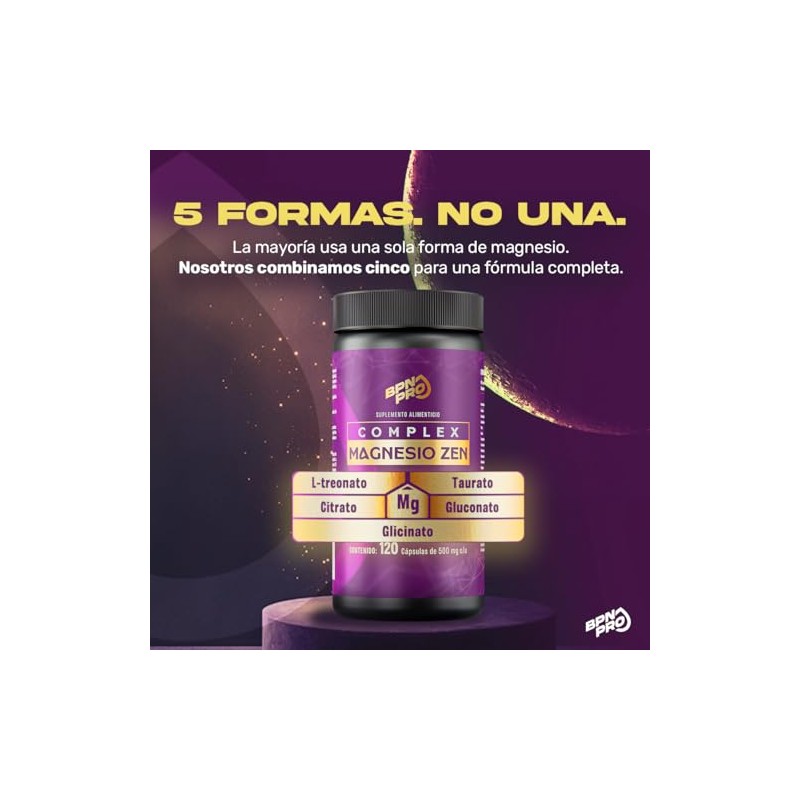 Bpn Pro Magnesio Complex Sueño Relajación Glicinato Citrato Gluconato Treonato