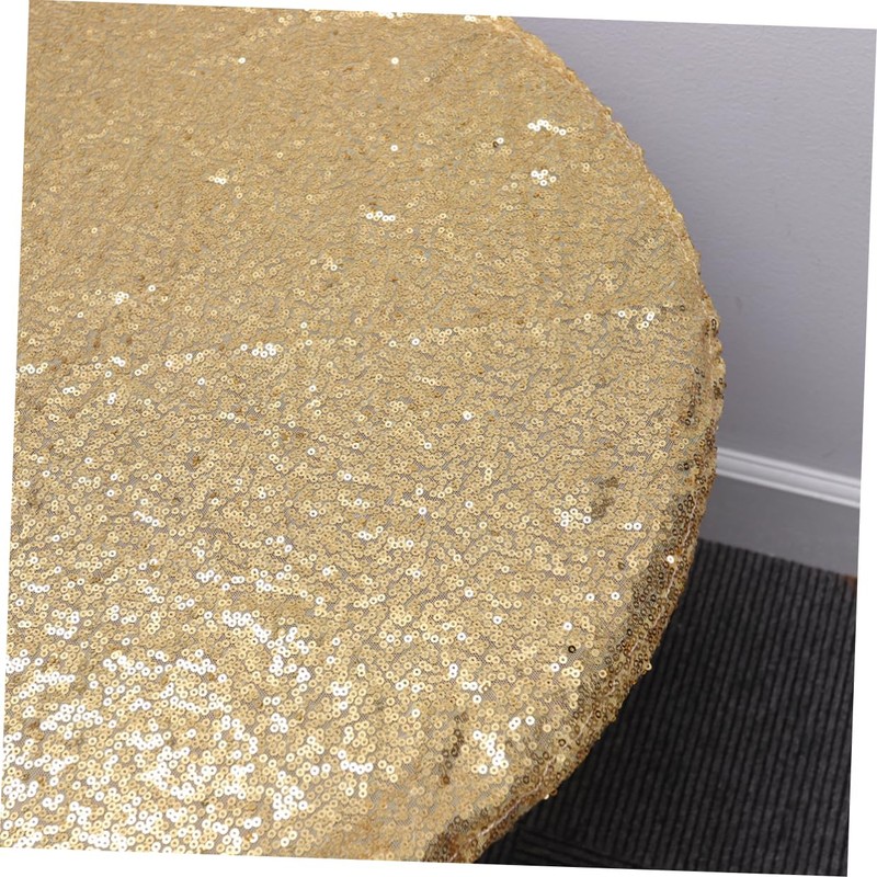 CIYODO Golden Sequin Table Cover Round Shiny Tablecloth for Weddings
