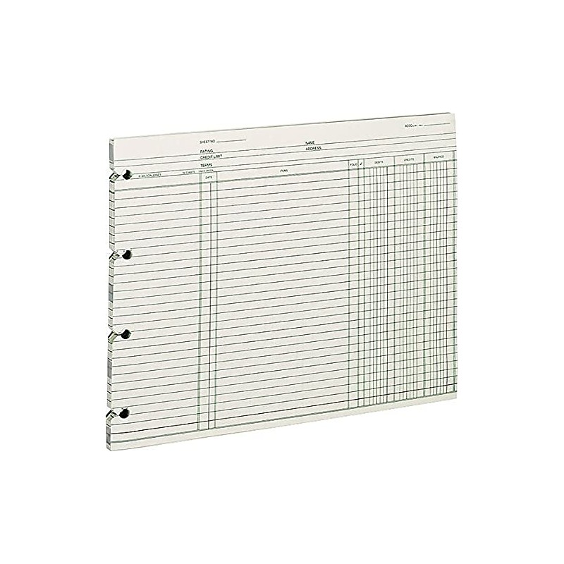 Wilson Jones Ledger Paper, Balance Ledger, 9-1/4" x 11-7/8", Green,