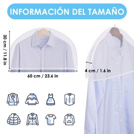 HomeChi Fundas de Hombro para Ropa y Trajes, 8 PCS Transpirables Fundas Antipolvo para Trajes, Abrigos, Chaquetas, Almacenamiento de Armario de Vestir (Transparente)