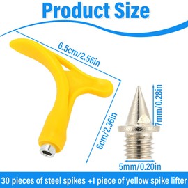 EORPAVU Athletics Competition Equipment, 30 Pieces Spikes with 1 Piece Yellow Spike Remover Replacement Spikes for Sports Shoes Jogging Shoes Suitable for Athletics Sports