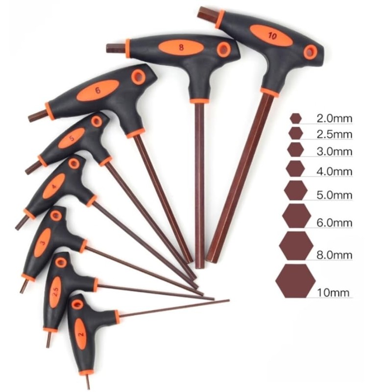 Unifizz 7mm Metric T-Handle Hex Key Dual Flat End Hexagon