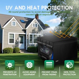 VANIZY Outdoor generator cover. Top opens for refuelling.25'Lx21 “Wx21 ”H for 3700-7250W inverter generators with operating window, generator cover when running. Black.
