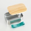 Skater Stainless Steel Lunch Box with Wooden Lid, 1-Tier, 650ml,