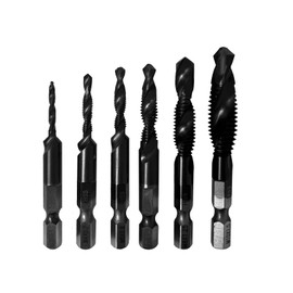 EUPTE Drilling Tap Integrated Tap Stainless Steel Tapping Bit Spiral Chamfer Tap M3 - M10 Set of 6