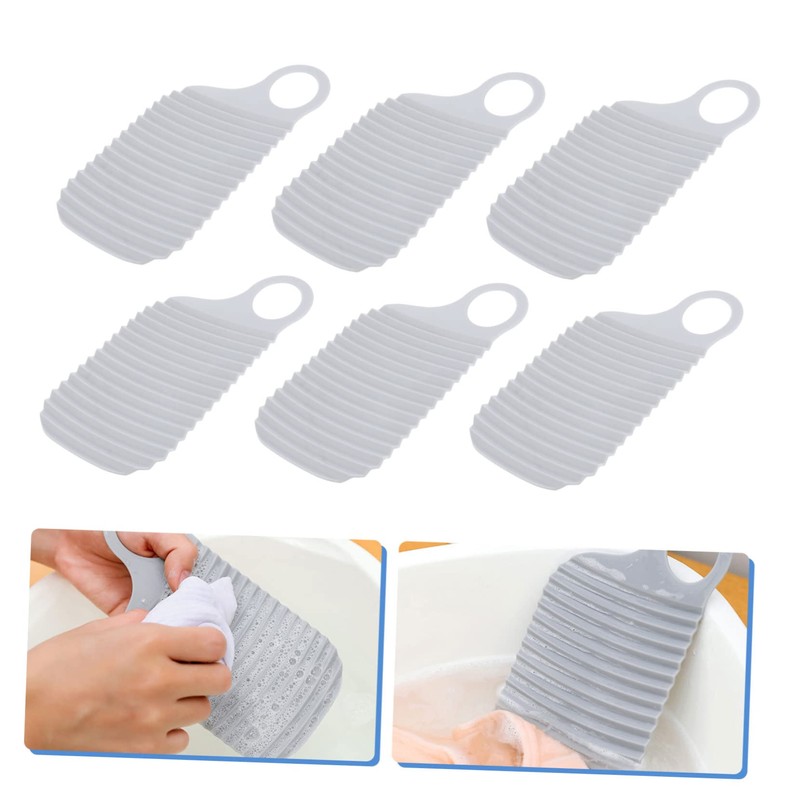 CHILDWEET 6pcs Mini Washboards Dual-sided Scrubbers Stripe Texture Portable Laundry