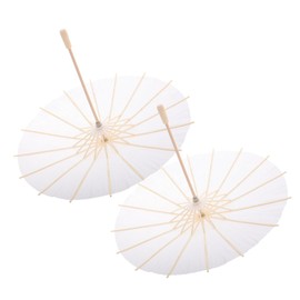 Operitacx 2pcs DIY Oiled Paper Umbrella for Cosplay Art White Parasol for Painting Vintage Style Outdoor Accessory for Decoration Unique Creations