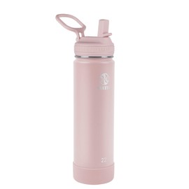 Takeya Actives Water Bottle with Straw Lid - Bottle with Double Stainless Steel Insulation - Dishwasher Safe & BPA-Free - Bottle with Straw Lid & Removable Bumper - 22 oz, Blush