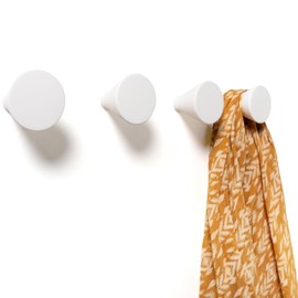 nidoshu Modern Wall Coat Hooks, Decorative Coat Hooks, Wall Hooks, Round Design for Screwing Original Children's Coat Rack, Towel Hook, Wall Coat Rack for Jackets, Bags (White, Pack of 4 Wall Hooks)