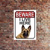 BEWARE I LIVE HERE METAL GATE SIGN GERMAN SHEPHERD 200MM