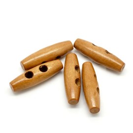 The Bead and Button Box - Pack of 3 Golden Wooden Toggle Buttons, 4 cm, 40mm (1 5/8") x 12mm(4/8") for Sewing, Scrapbooking, Embelishments, Crafts, Jewellery making, shabby chic, Knitting,