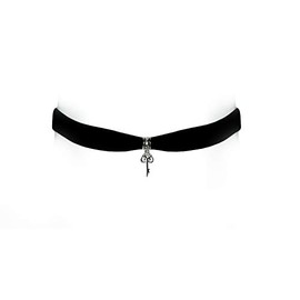 Victorian Vault Black Velvet Choker Jewelry Small Owl Key Pendant Necklace