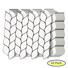 Tilingview 10 Pcs Vinyl Leaf Peel and Stick Tile for Kitchen Backsplash, Premium Self-Adhesive Tiles Plastic Wall Stickers Art Mosaics (White)