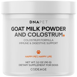 DNA PET Goat Milk and Colostrum Powder for Dogs - Goat Milk Powder, Bovine Colostrum Protein Supplement for Dogs - Canine Joint & Gut Wellness Support - All Breeds and Sizes - 3.2 oz