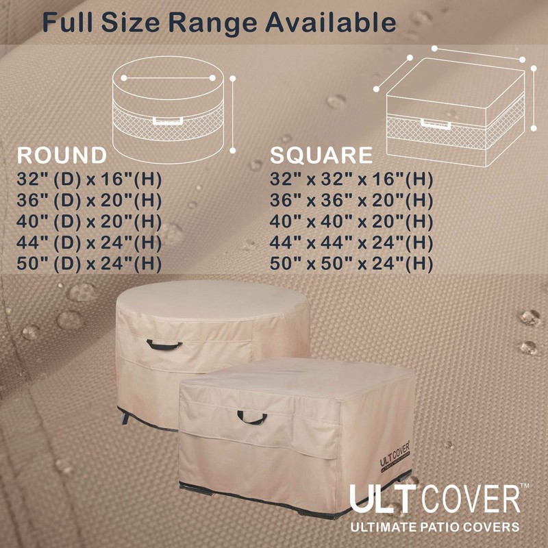 ULTCOVER Patio Fire Pit Table Cover Square 40 inch Outdoor