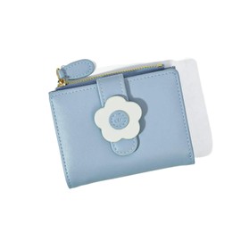 Piruto Women's Mini Wallet, Bifold Wallet, Coin Purse, Pouch, Compact, Cute, Fashionable, High School Students, Coin Purse, Girls, Cute, Present, blue