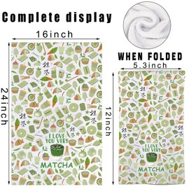 JNIAP Matcha Tea Towel Matcha Lover Gifts Matcha Green Tea Dish Towels i Love You Very Matcha Gifts Matcha Kitchen Towel (Matcha kt)
