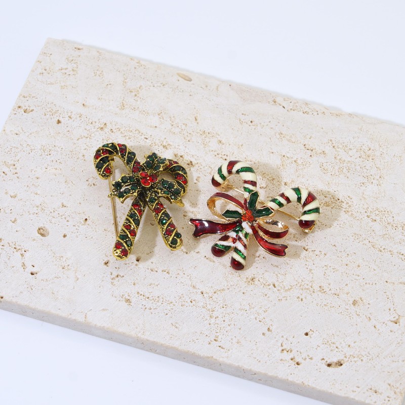 Yeeyeow Cute Colorful Candy Cane Brooch Pin for Christmas Holiday