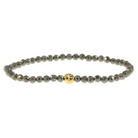 LAKADA Genuine Gemstone Bracelet with Faceted 4 mm Beads and Stainless Steel Tree of Life Healing Stone Protective Stone Bracelet Lucky Charm Talisman Gift, Gemstone, Faceted gemstone