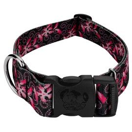 Country Brook Petz - Deluxe Pink Honeysuckle Breeze Dog Collar - Floral Collection with 6 Charming Designs (1 1/2 Inch, Extra Large)