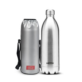 Milton insulated water bottle, Stainless Steel Double Walled Vacuum for 24 Hours Hot and Cold with Cover, Leakproof, BPA Free, Thermosteel Duo DLX 1500 (51 oz) Silver