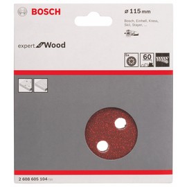 Bosch Accessories 2608605104 C430 Sanding Discs for Wood-Paint, Velcro Type, 8 Hole, 115mm, P60 Grit, Red, Pack of 5