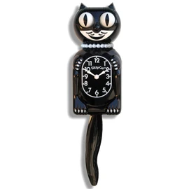 Black Miss Kitty-Cat Clock, Classic Black, 32cm from tip of The tail to The top of The ears, Classic, Classic Black, 32cm from tip of The tail to The top of The ears, Classic