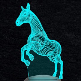 Jinnwell 3D Horse Night Light Lamp Illusion 7 Color Changing Touch Switch Table Desk Decoration Lamps Gift with Acrylic Flat ABS Base USB Cable Toy