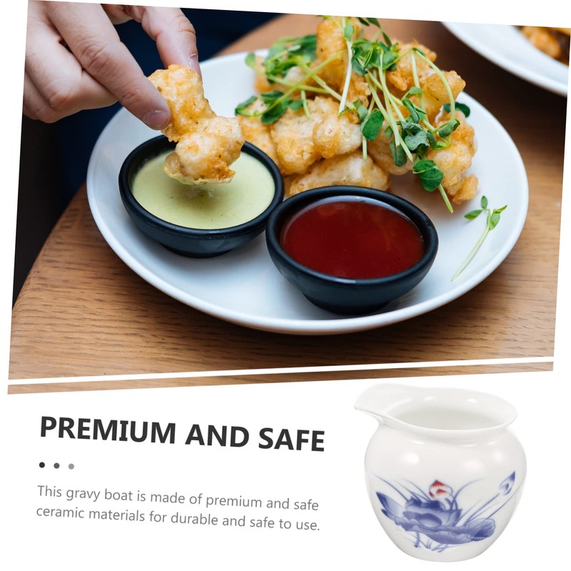 LABRIMP Ceramic Milk Gravy Boat Elegant Sauce Dispenser for Kitchen