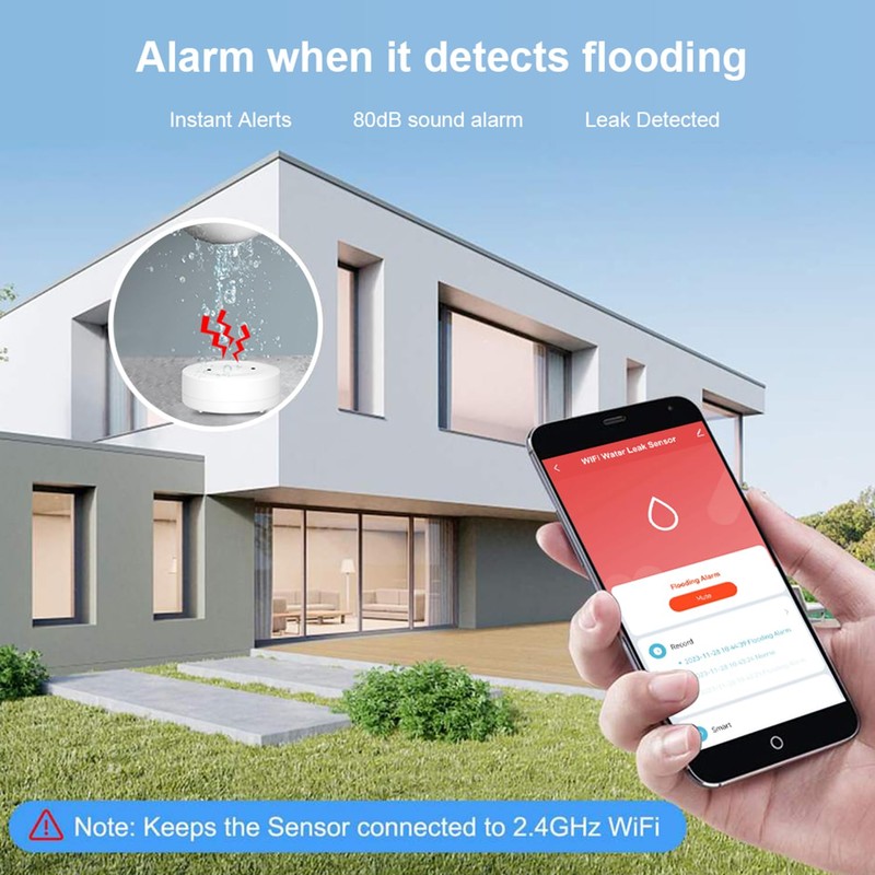 WiFi Water Ieak Detector: Smart Water Ieak Sensor with 80dB