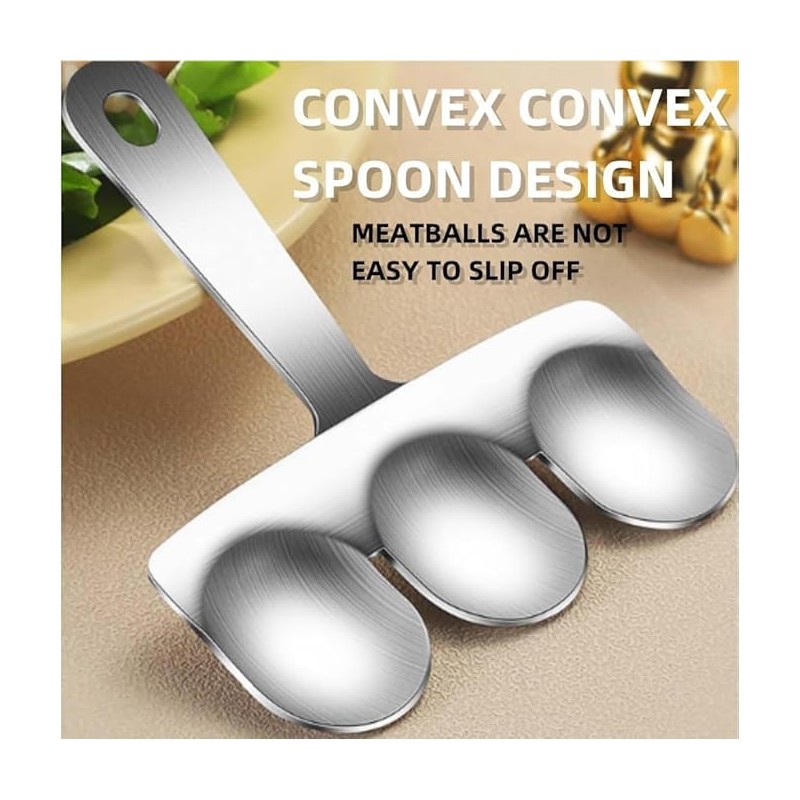 Jindizi Triple Meat Baller Scoop, Stainless Steel Meatball Machine Meatball