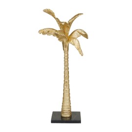 The Novogratz Polystone Tree Decorative Sculpture Palm Home Decor Statue, Accent Figurine 12" x 9" x 27", Gold
