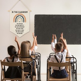 Boho Positive Affirmations Wall Decor. Motivational Wall Art for classroom, Welcome Back to School Sign for Kids, In This Classroom You Are Loved Important Valued Worth it