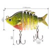 Bassdash SwimPanfish 2.5”/0.34oz Hard Bluegill Swimbaits Multi Jointed Topwater Trout