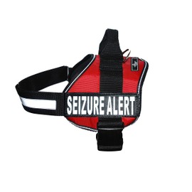 Doggie Stylz Reflective Seizure Alert Nylon Harness, XXS-XXL, Red, Adjustable Straps, Top Handle, Neoprene Underside, 19-25'' Girth
