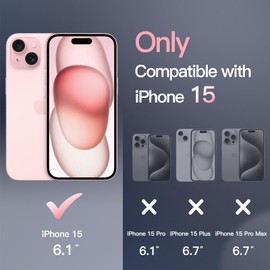 JETech JETech Magnetisch Hlle fr iPhone 15 6,1 Zoll Kompatibel mit MagSafe, Durchscheinende Matt Handyhlle Rckseite Dnn Sto?fest Schutzhlle (Rosa Rckseite)