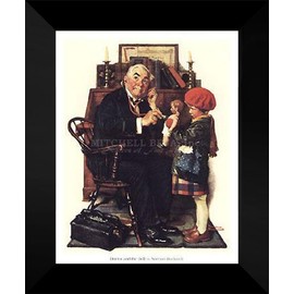 Norman Rockwell FRAMED Art 15x18 "Doctor and the Doll"