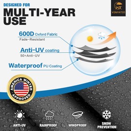 600D Kayak Cover 18 FT, Upgraded Solution-Dyed Oxford Full Coverage Waterproof Canoe Storage Bag with Zipper, Heavy-Duty UV Protection & Dust Resistant for Fishing Boats & Paddle Boards