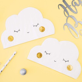White Cloud Paper Napkins - (Pack of 50) 3 ply Baby Shower Papers Napkin, Clouds Decorations for Baby Shower, Birthdays, Gender Reveal (White)