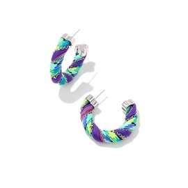 Kendra Scott Masie Corded Hoop Earrings in Periwinkle Mix Paracord, Rhodium-Plated Brass