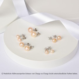 Freshwater Cultured Freshwater Pearls Earrings Pearl Stud Earrings Purple Real 925 Silver Pearl Earrings Flattened Women Girls, Sterling Silver, Pearl