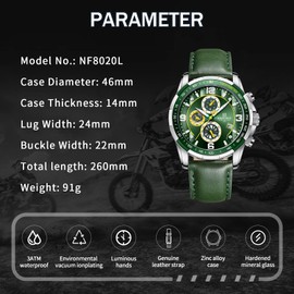 NAVIFORCE Sport Watches for Men Analog Quartz Chronograph Leather Strap Wrist Watch