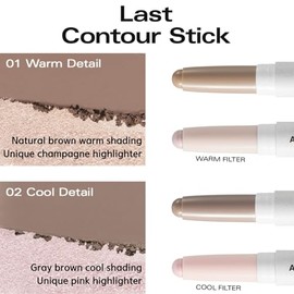 BBIA Last Contour Stick – Doble cara para contornear y resaltar, doble cara, doble extremo, contorno natural y resaltado, mezclable, construible, dura