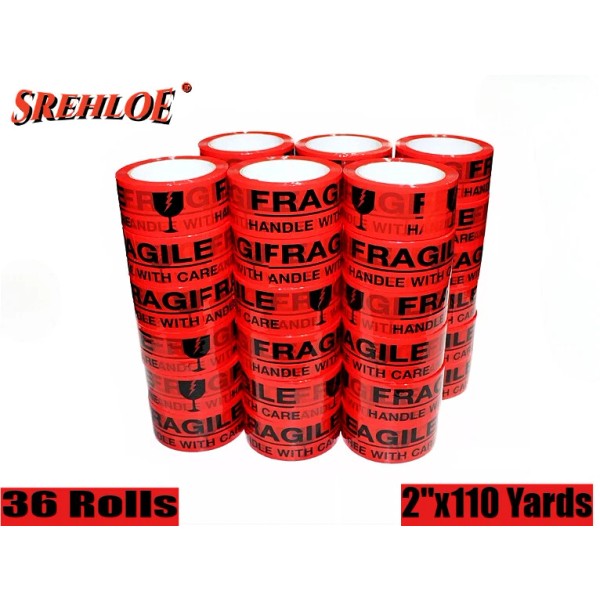 SREHLOE 36 Rolls Fragile Packing Tape 2"x110 Yards Packaging Sealing