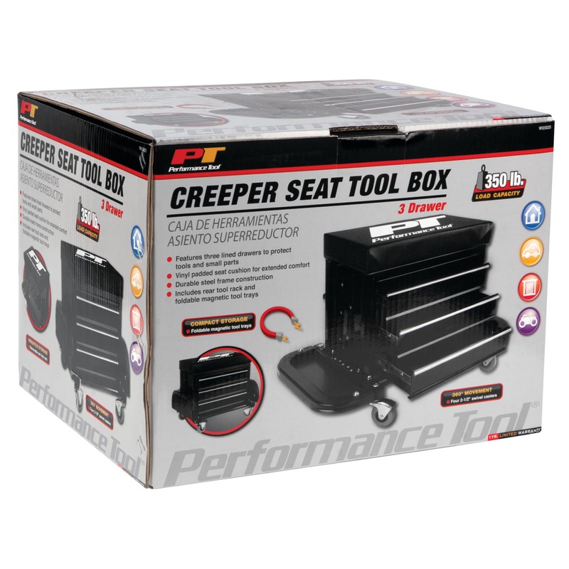 Performance Tool W85025 3-Drawer Rolling Tool Chest Seat With Magnetic