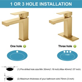 Midanya Bathroom Sink Faucet 1 Hole Single Handle Deck Mount Lavatory Mixer Tap Include Cover Plate One Lever Stainless Steel SUS304 Commercial,Polish Chrome with Pop Up Drain