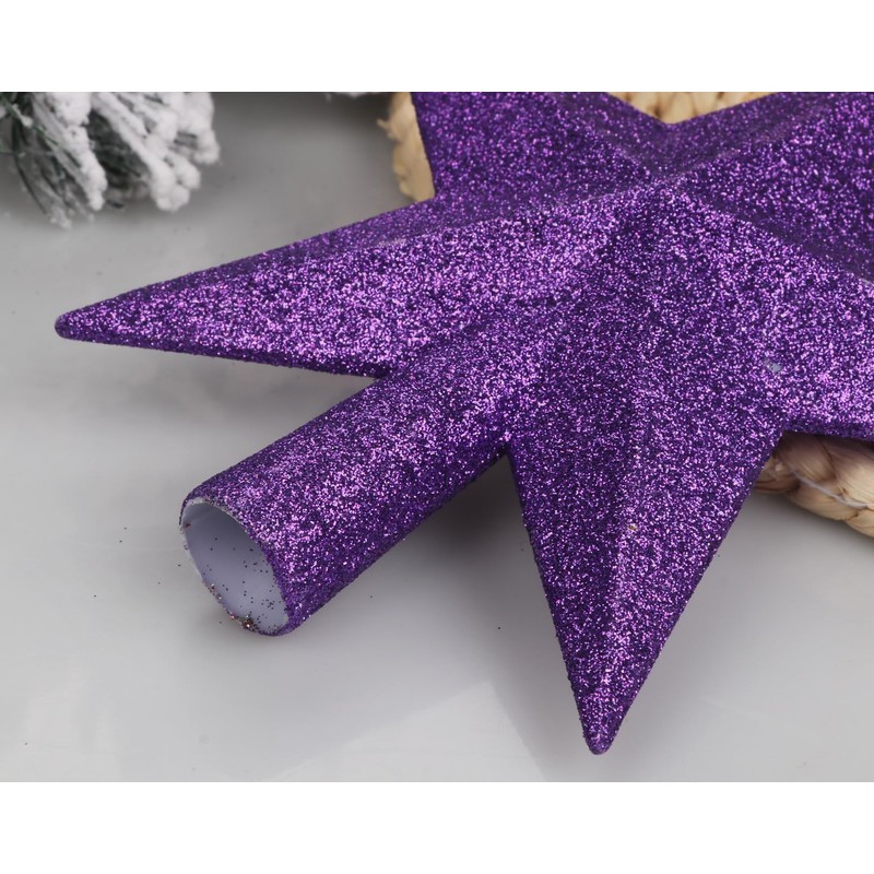 YYCRAFT Glitter Star Tree Topper Christmas Decoration-8 Inch,Purple