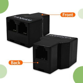 XANHAM Phone Cable 2 Way Splitter RJ11 6P4C Telephone Line Cord Adapter with 3 inch Cable for Landline Phone Wire, Black, AV01203