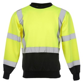 J. J. Keller & Associates, Inc. High Visibility Unisex Crew Neck Sweatshirt, ANSI Class 3, Large, SAFEGEAR Lime Green
