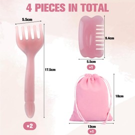 VEGCOO 3Pcs Scalp Massage Comb Guasha Five Claw Scalp Comb, Scalp Massager Guasha Scalp Comb Handheld Head Massage Tool with Drawsting Bag for Head Caring Relaxation Soothing Head Neck Lymph